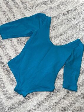 6x 1980s Vintage  Kids Teal Long-Sleeve One-Piece Leotard body suit